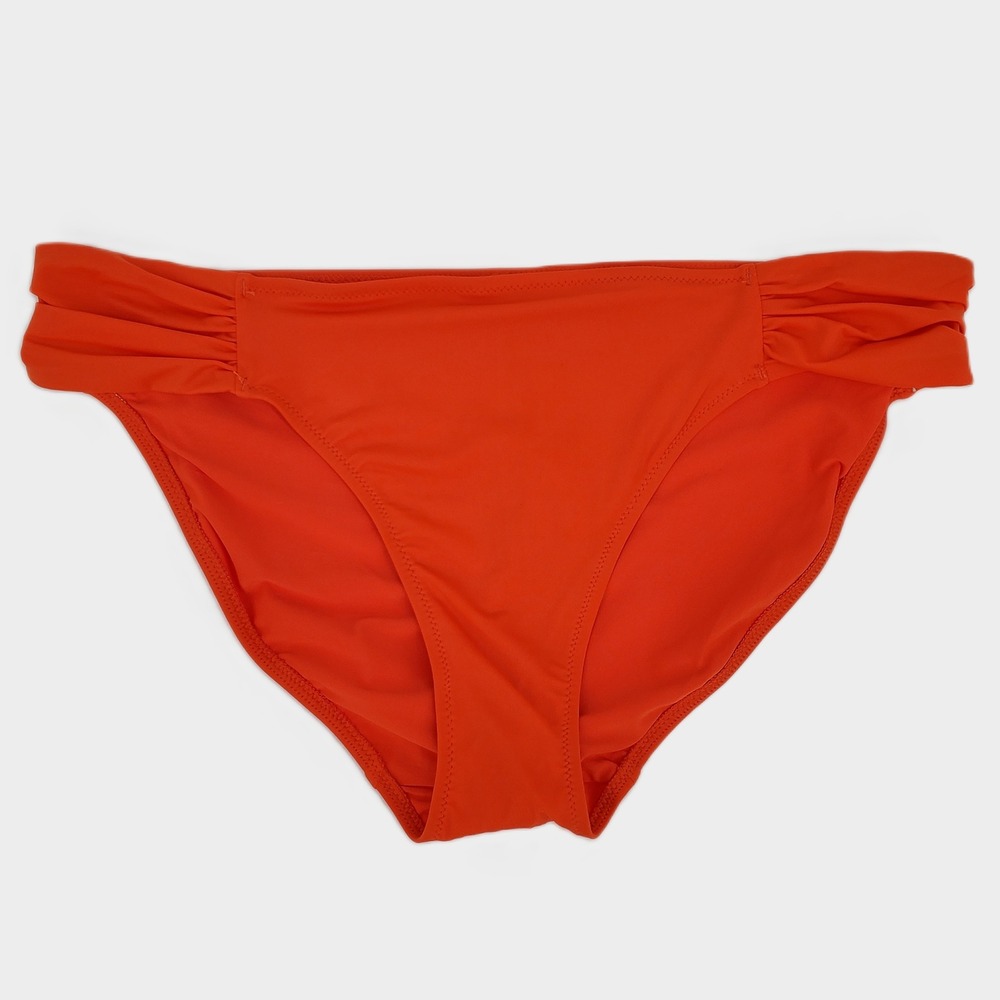 Amazon Essentials Ruched Side Bikini Swim Bottom XL Orange UPF 50+ Lined Stretch